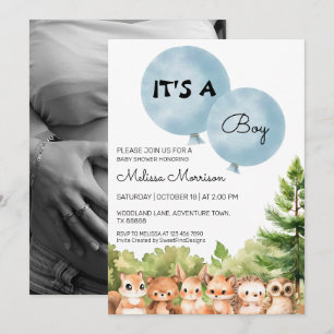It's A Boy Forest Animals Baby Boy Shower Invitation