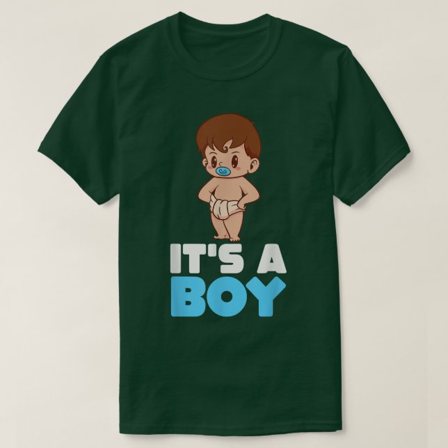 Its A Boy Gender Reveal Baby Shower Kawaii Cute Ba T-Shirt (Design Front)