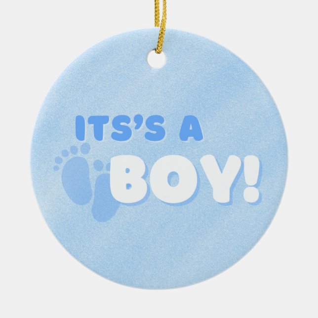 It's a Boy! Gender Reveal Sticker Ceramic Tree Decoration (Front)