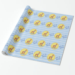 It's A Boy Giraffe Personalised Wrapping Paper