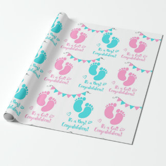 It's A Boy Girl Twin Baby Shower Wrapping Paper