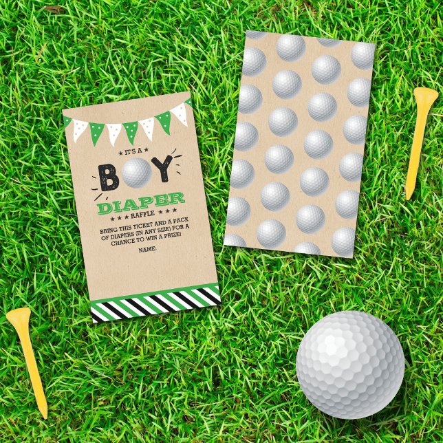 It's A Boy! Golf Co-ed Baby Shower Diaper Raffle Enclosure Card (Creator Uploaded)