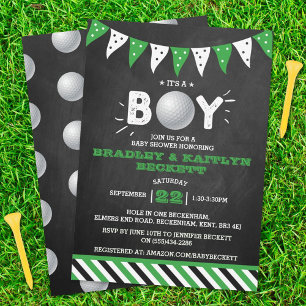 It's A Boy! Golf Themed Co-ed Baby Shower Invitation
