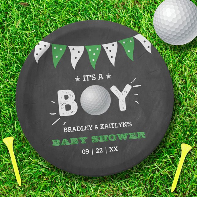 It's A Boy! Golf Themed Co-ed Baby Shower Paper Plate (Creator Uploaded)