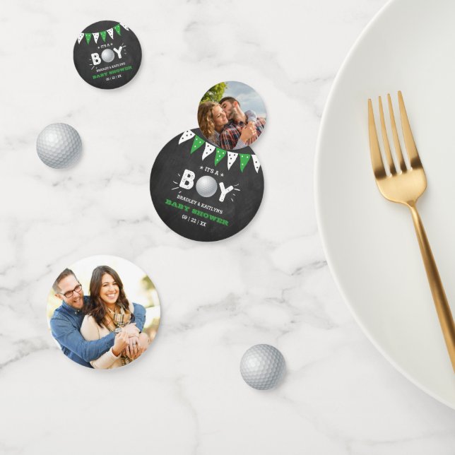 It's A Boy! Golf Themed Co-ed Baby Shower Photo Confetti (Group)