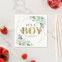 Its a Boy Greenery Eucalyptus Gold Baby Shower