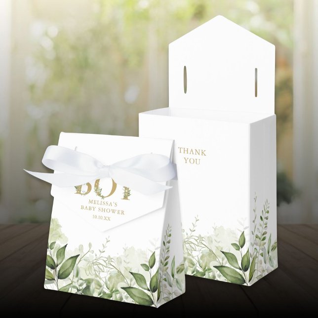 Its A Boy Greenery Foliage Gold Baby Shower Favour Box (Its A Boy Greenery Foliage Gold Baby Shower Favor Boxes)