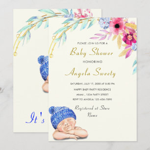 It's a Boy Happy Sleeping Baby Shower Invitation