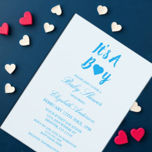It's a Boy Heart Baby Shower Invitation