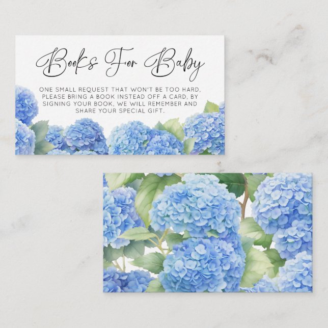 It's a Boy Hydrangea Books For Baby Baby Shower Enclosure Card (Front/Back)