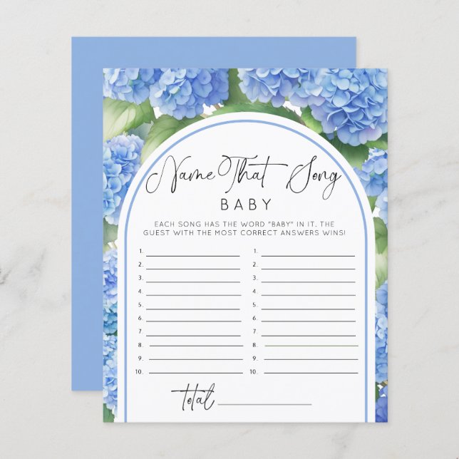 It's a Boy Hydrangea Name Song Baby Shower Games (Front/Back)