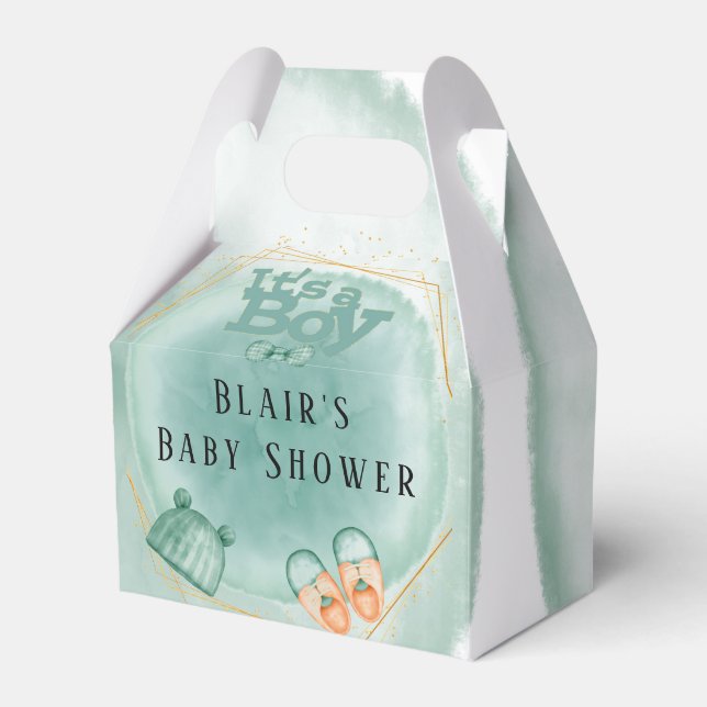 It's A Boy In Mint Green Baby Shower Favour Box (Front Side)