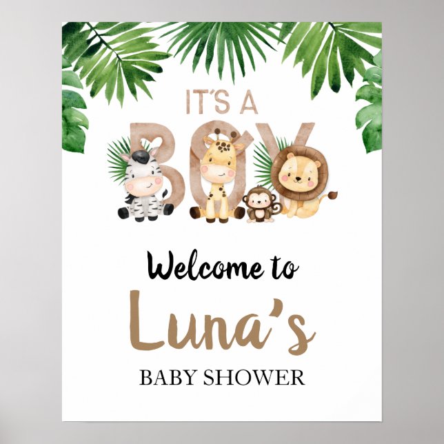 It's a Boy Jungle Baby Shower Welcome Poster (Front)
