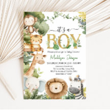 It's a Boy Jungle Safari Animal Baby Shower