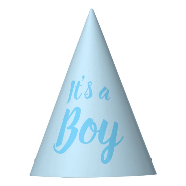 It's a Boy, light blue baby shower, gender reveal Party Hat (Front)