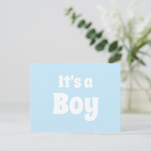 It's a Boy, light blue white baby announcement Postcard