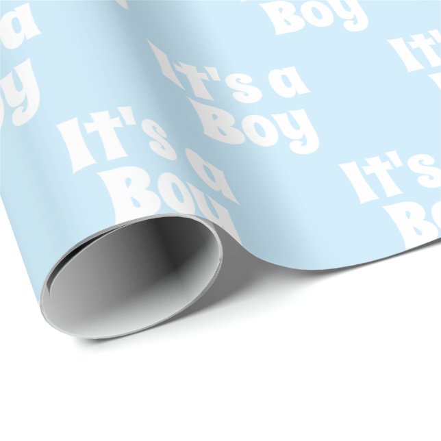 It's a Boy, light blue white baby shower gift Wrap (Roll Corner)