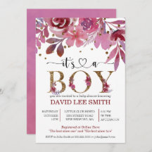 It's a Boy Lila and Gold Confetti Boy Baby Shower