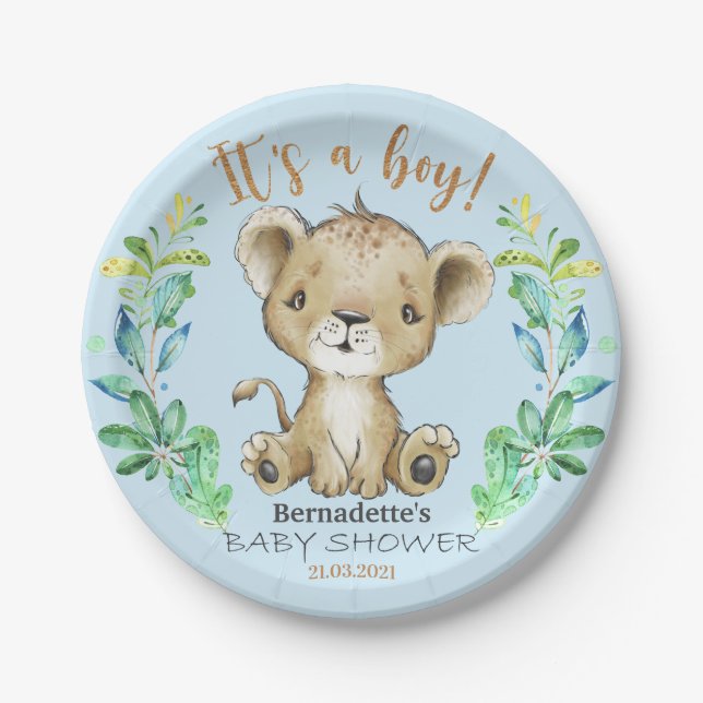 It's a Boy! Lion Baby Shower Plate (Front)