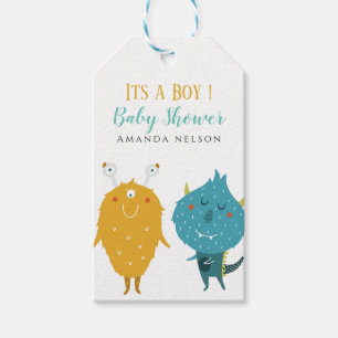 Its a boy Little monster baby shower Gift Tags