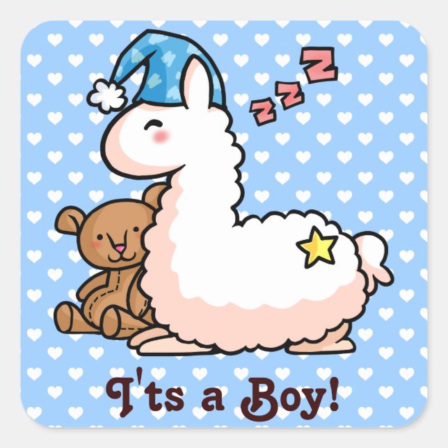 It's a Boy Llama! Square Sticker (Front)