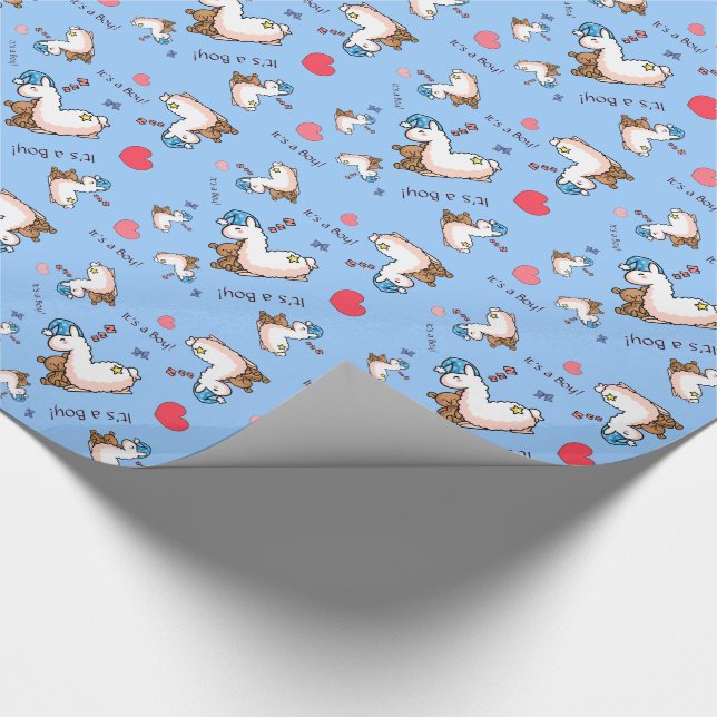 It's a Boy Llama! Wrapping Paper (Corner)