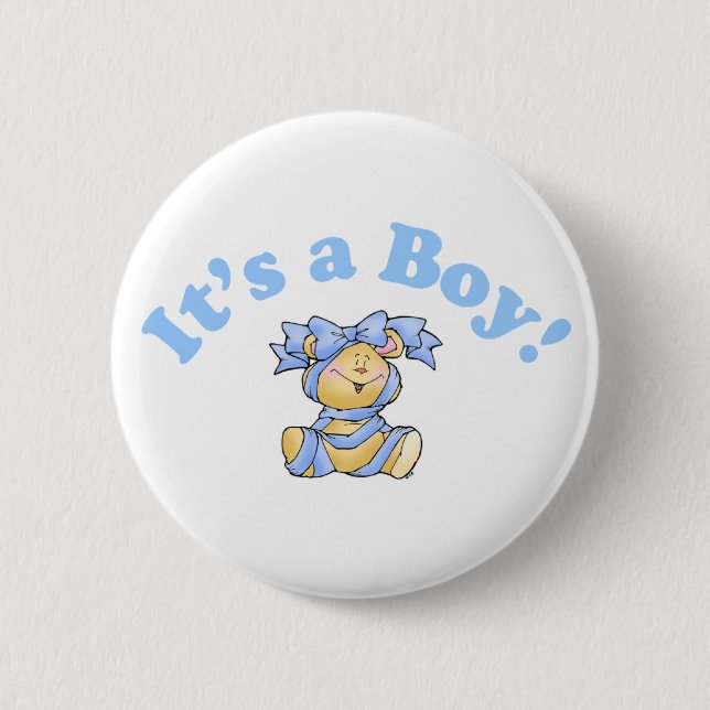 It's A Boy (Lt Blue) 6 Cm Round Badge (Front)