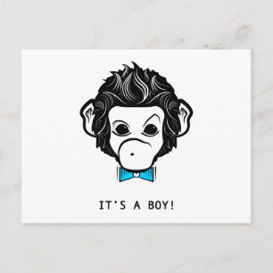it's a boy! mister monkey postcard