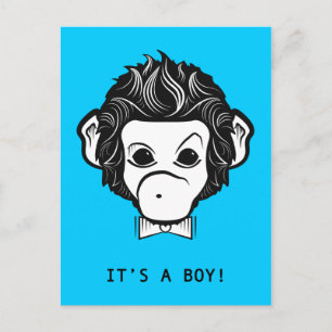 it's a boy! mister monkey postcard
