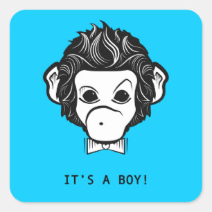 it's a boy! mister monkey square sticker