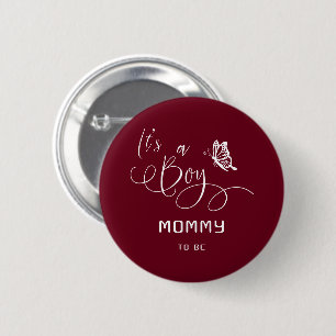 It's A Boy Modern Minimal Butterfly Mommy-to-be 6 Cm Round Badge