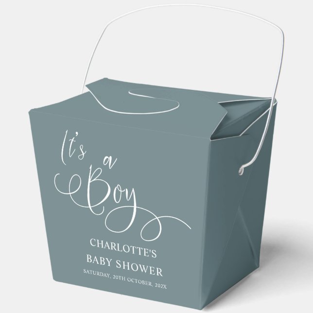 It's a Boy! Modern Minimal Calligraphy Baby Shower Favour Box (Front)