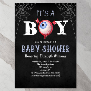 It's A Boy Monster Eye Halloween Baby Shower Invitation