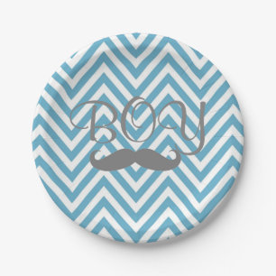 It's a Boy Moustache Theme Baby Shower Paper Plate