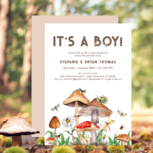 It's A Boy Mushroom Baby Shower Invitation