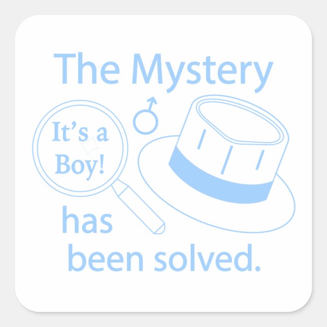 It's a Boy! Mystery Solved Square Sticker (Front)