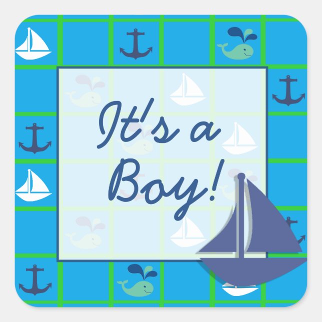 It's a Boy Nautical Baby Shower Sticker (Front)