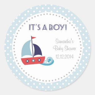 It's A Boy Nautical Sailboat Baby Shower Stickers