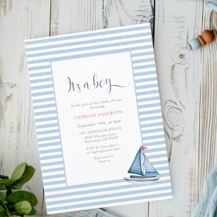 Its a Boy Nautical Watercolor Baby Shower Invitation