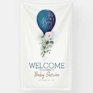 It's a Boy Navy Blue Balloon Baby Shower Welcome Banner