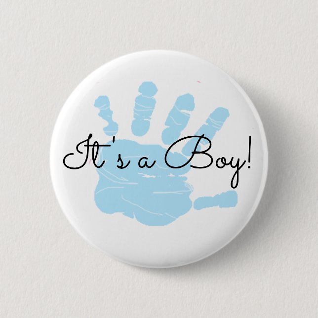 It's a Boy, New Baby Birth Announcement Button (Front)