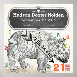 It's A Boy! New Baby Rhinoceros Poster