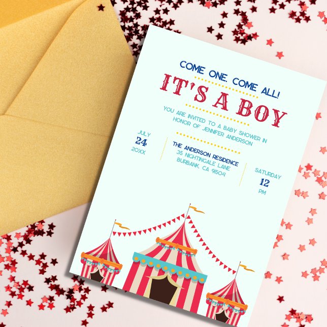 It's A Boy or Girl | Circus Baby Shower  Invitation (Creator Uploaded)