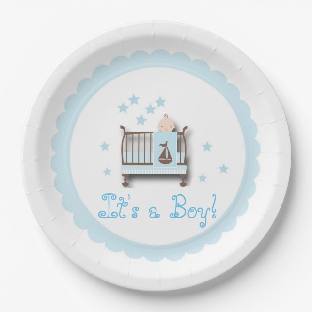 It's a Boy Paper Plate (Front)