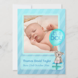 It's a boy photo newborn baby announcement card
