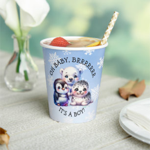 It's a Boy   Polar Arctic Winter Baby Shower Paper Cups