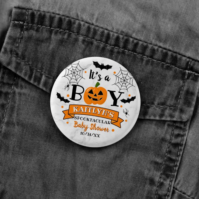 "It's A Boy" Pumpkin Halloween Baby Shower 3 Cm Round Badge (Creator Uploaded)