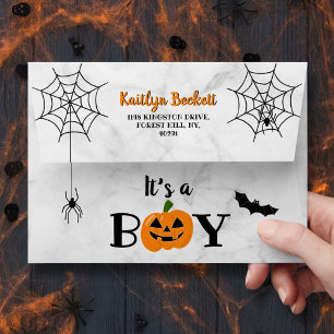 "It's A Boy" Pumpkin Halloween Baby Shower Envelope