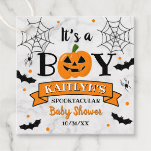 "It's A Boy" Pumpkin Halloween Baby Shower Favour Tags