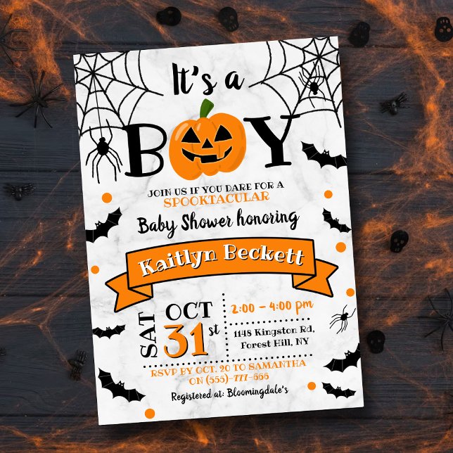 "It's A Boy" Pumpkin Halloween Baby Shower Invitation (Creator Uploaded)